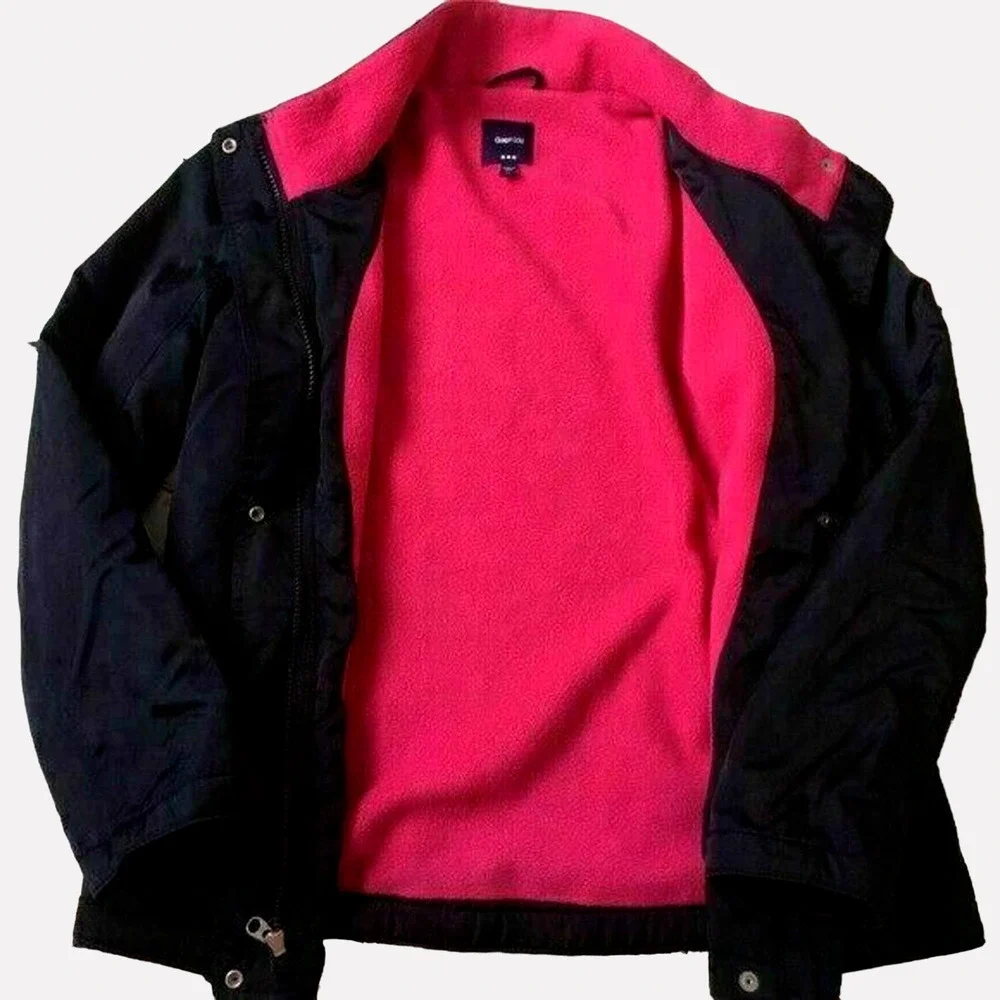GapKids Dark Blue Soft Nylon Blend Kids Girls Jacket Lined Zipper Snaps Size XL